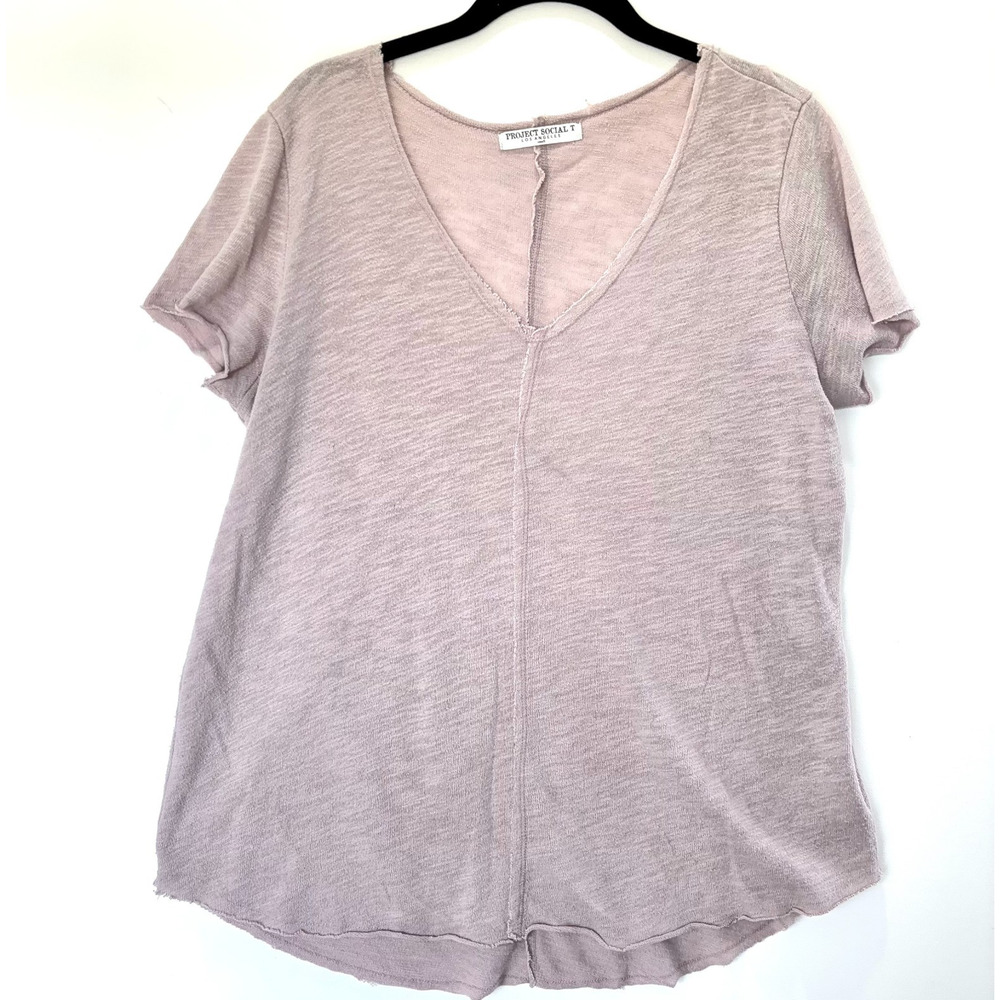 Project Social T Los Angeles Pink Slub Knit Tee Small Made in USA Raw Seam